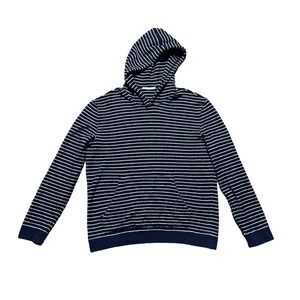Vince Terry Cloth Blue White Striped Pullover Sweater Mens Size Medium Cotton